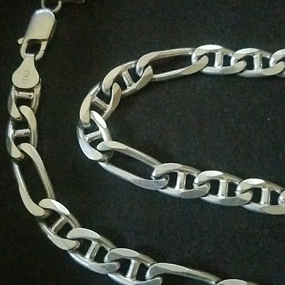 Sterling Silver Men's Necklace SOLID 22" long - Picture 2 of 3